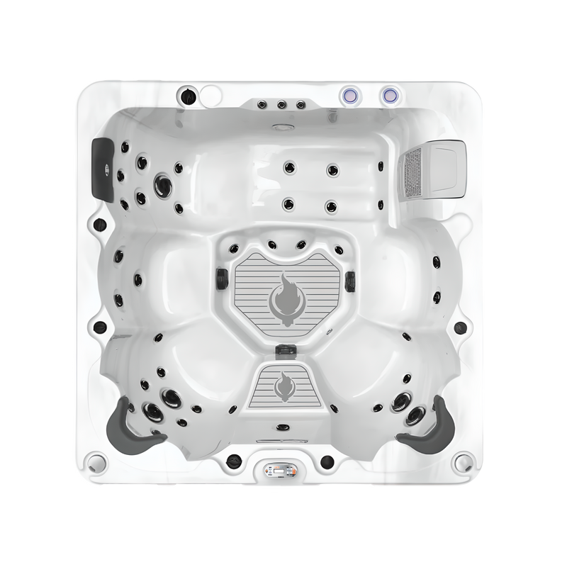 Hot tub with a visible brand logo on a white background