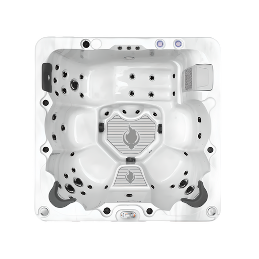 Hot tub with a visible brand logo on a white background