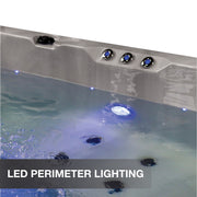 Hot tub with LED perimeter lighting on a white background