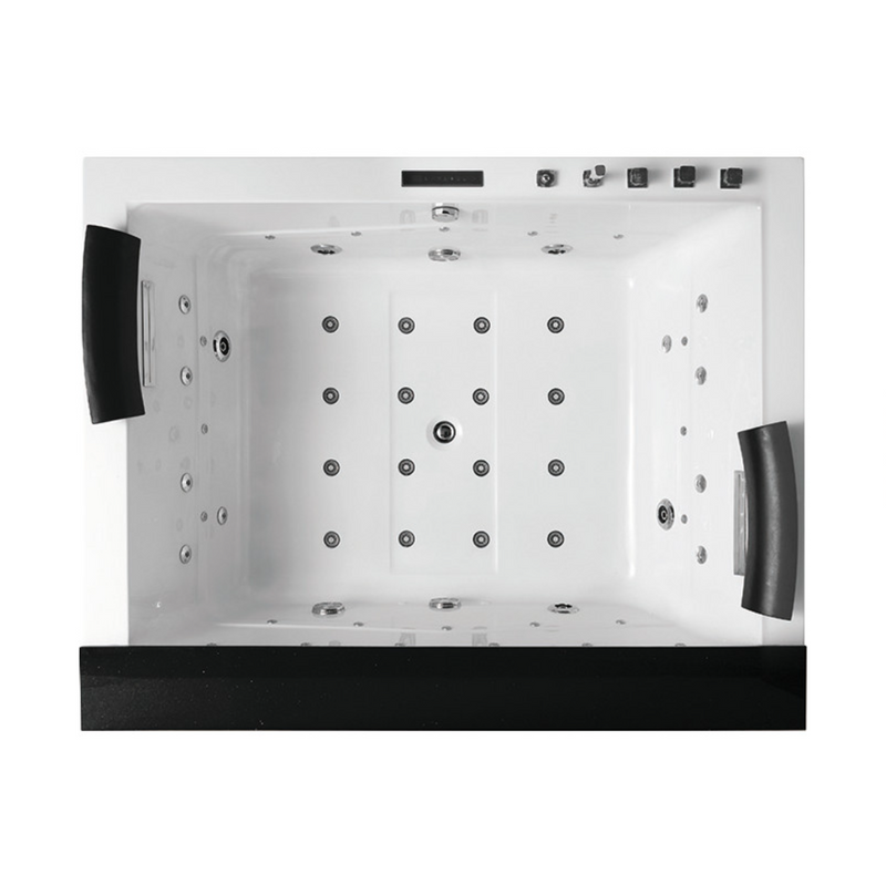 1.9m Twin Bathtub – Modern Minimalist Black/White Rectangular Whirlpool Spa for Villas
