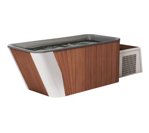 1-Person Cold Plunge Tub – Walnut Exterior, Acrylic Liner, Chiller Equipped